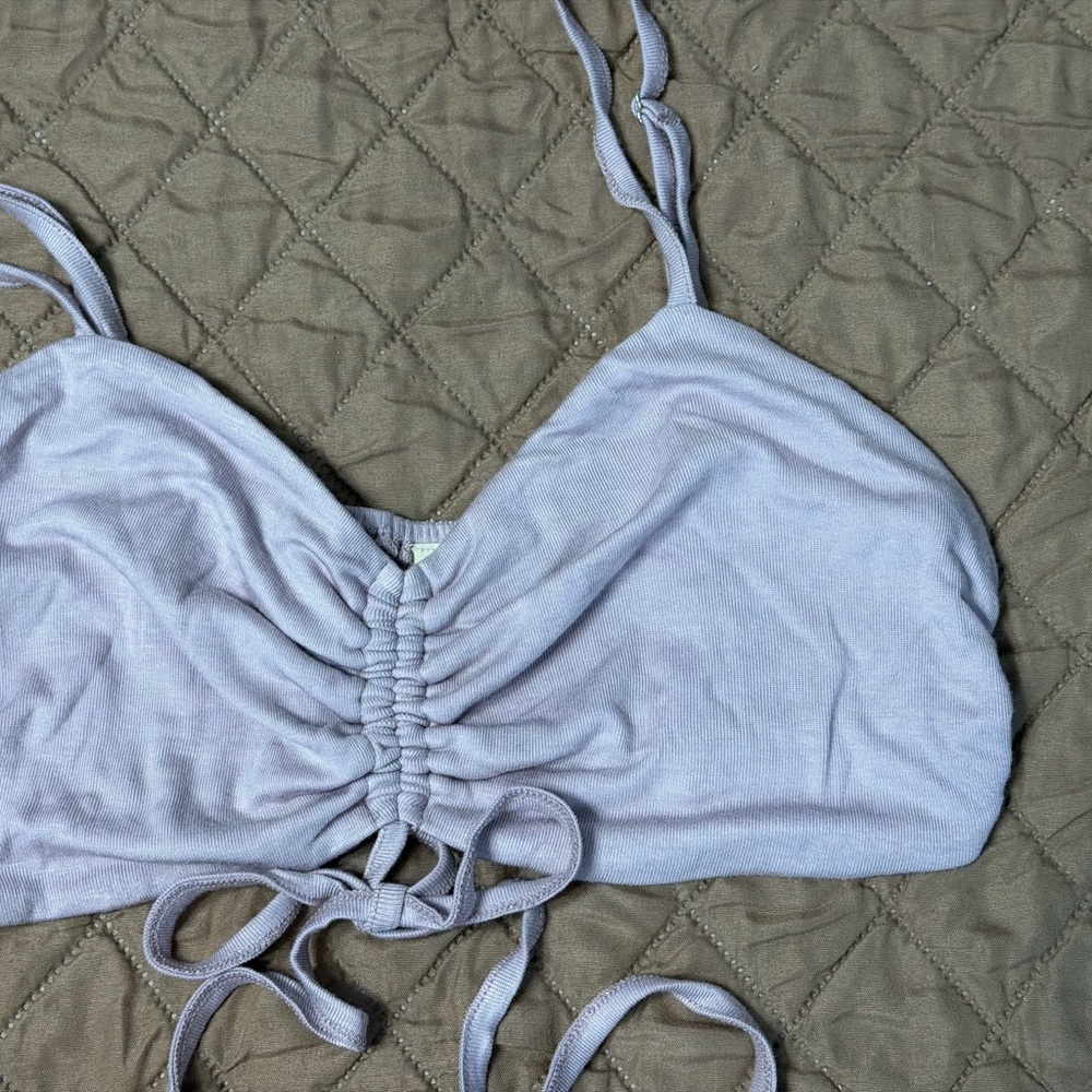 IJOAH Lilac Ruched Tie Bralette